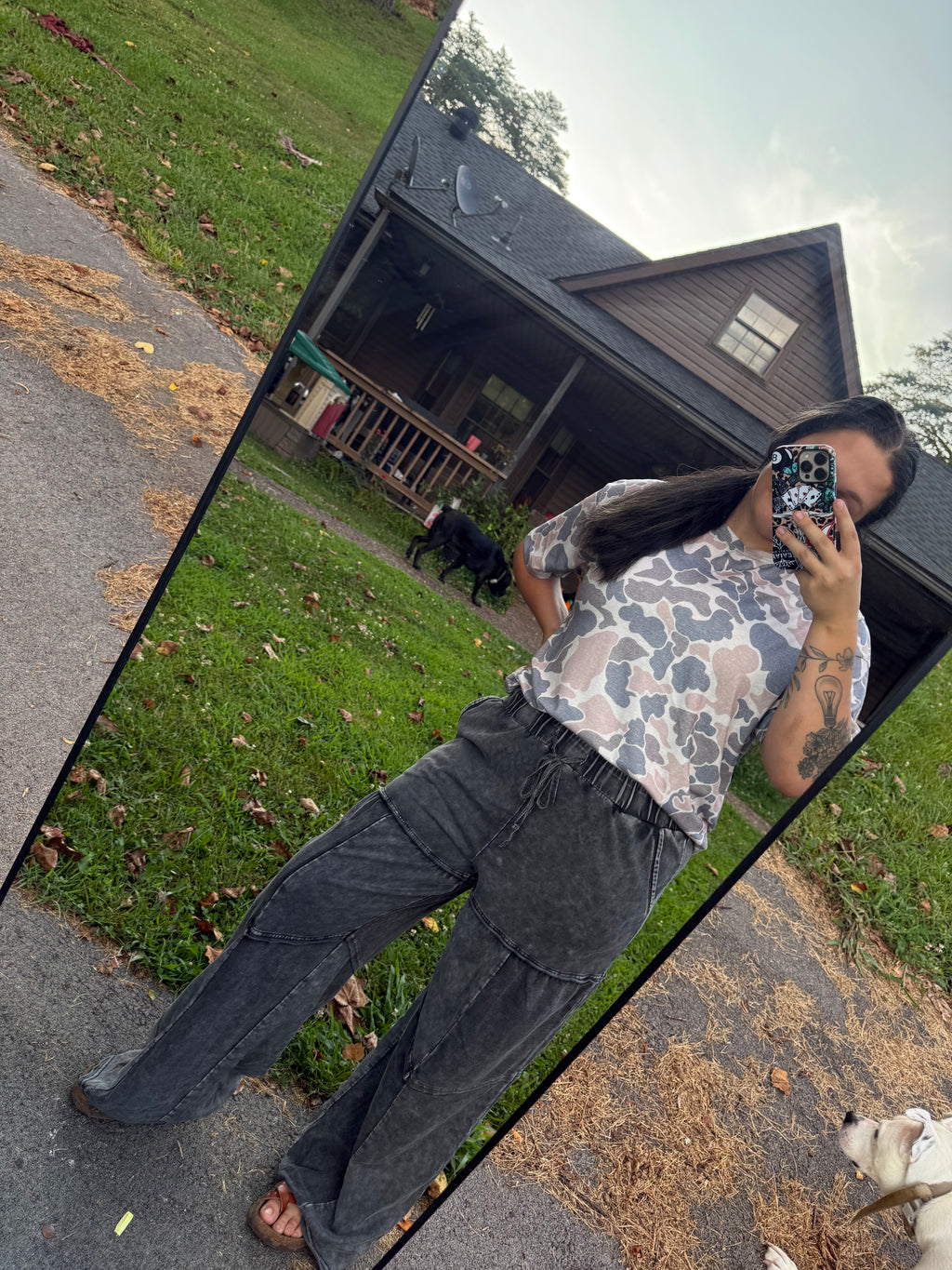 Mineral Wash Wide Leg Pants