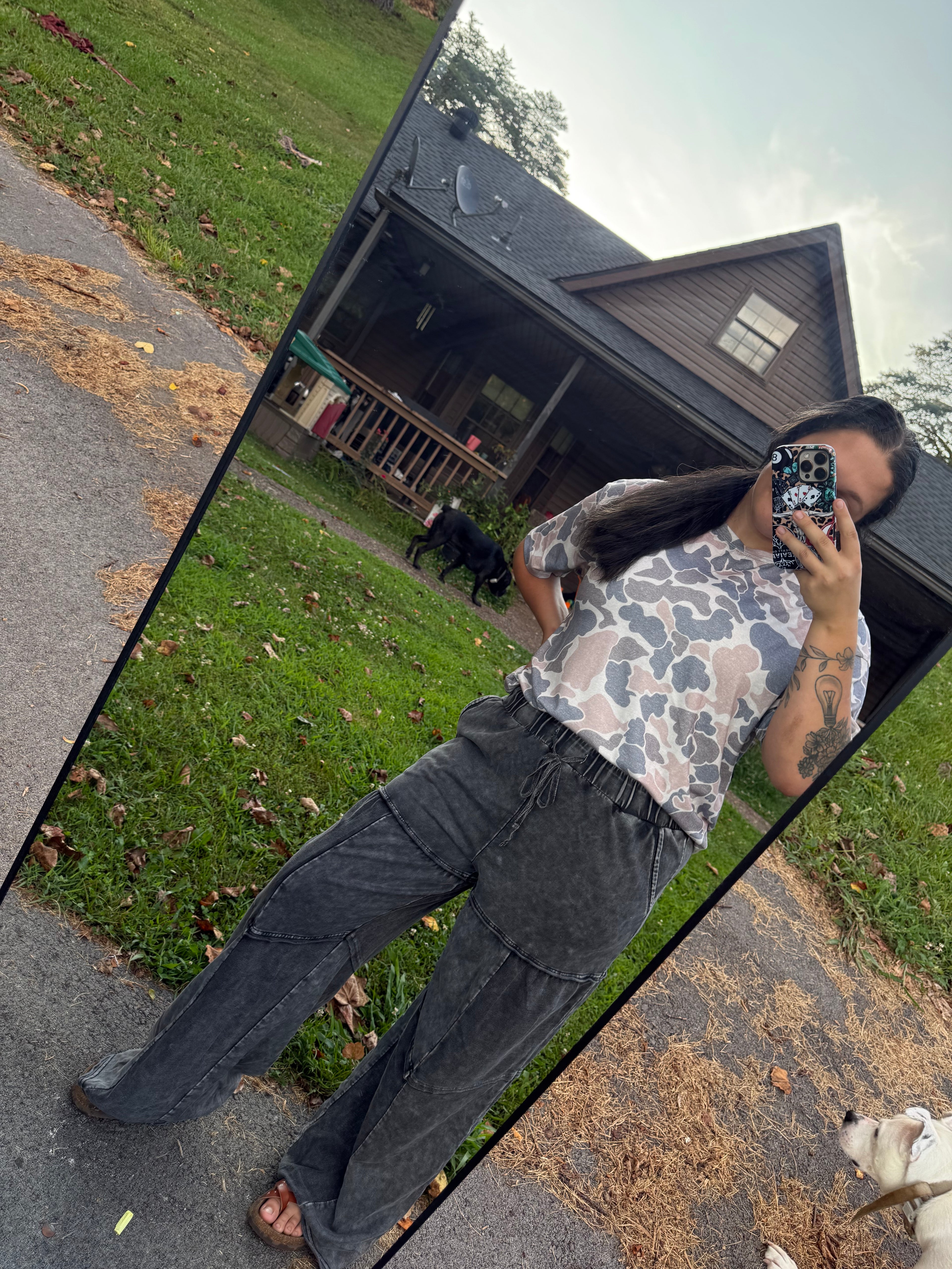 Mineral Wash Wide Leg Pants