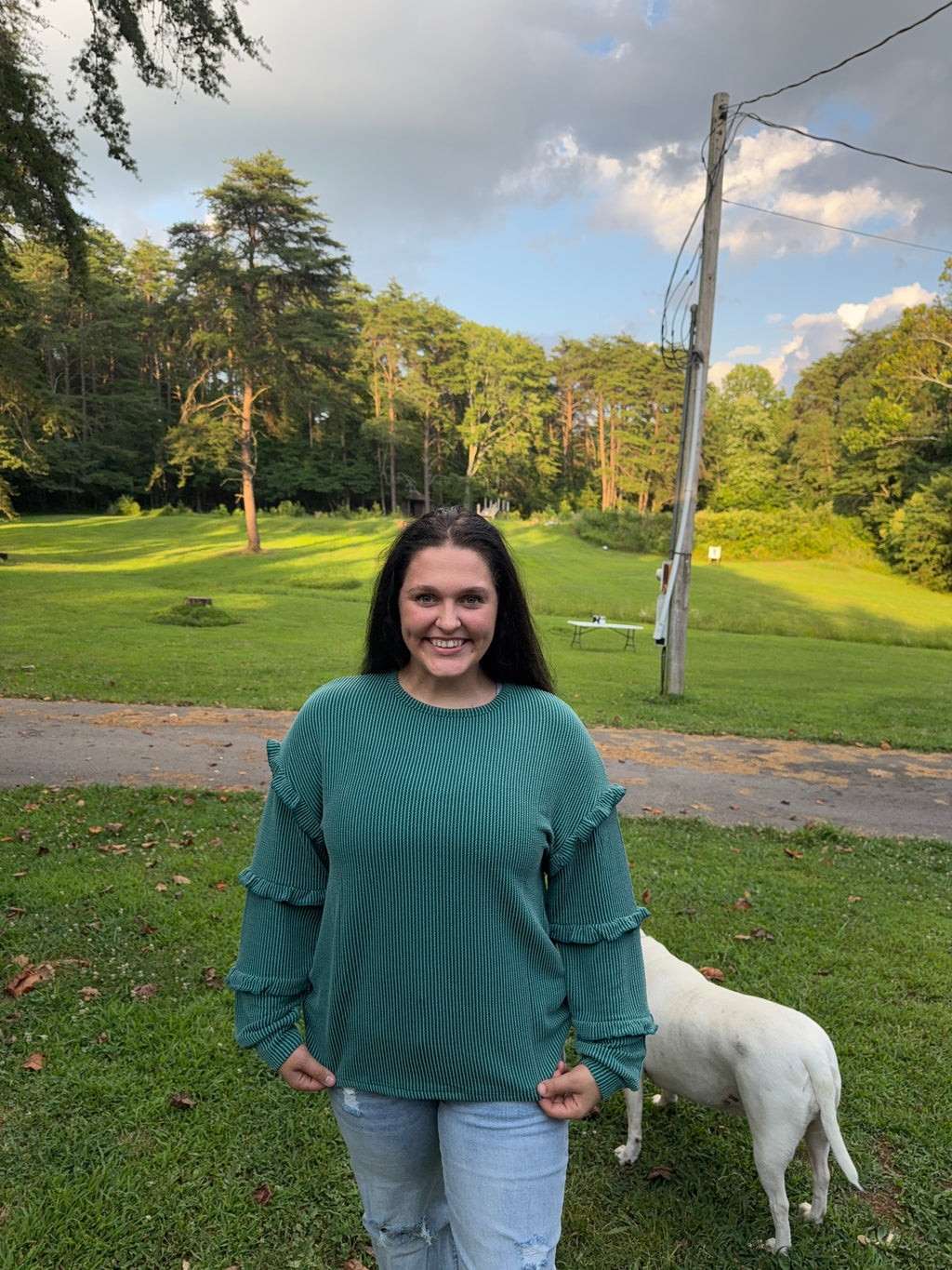 Green Ribbed Long Sleeve