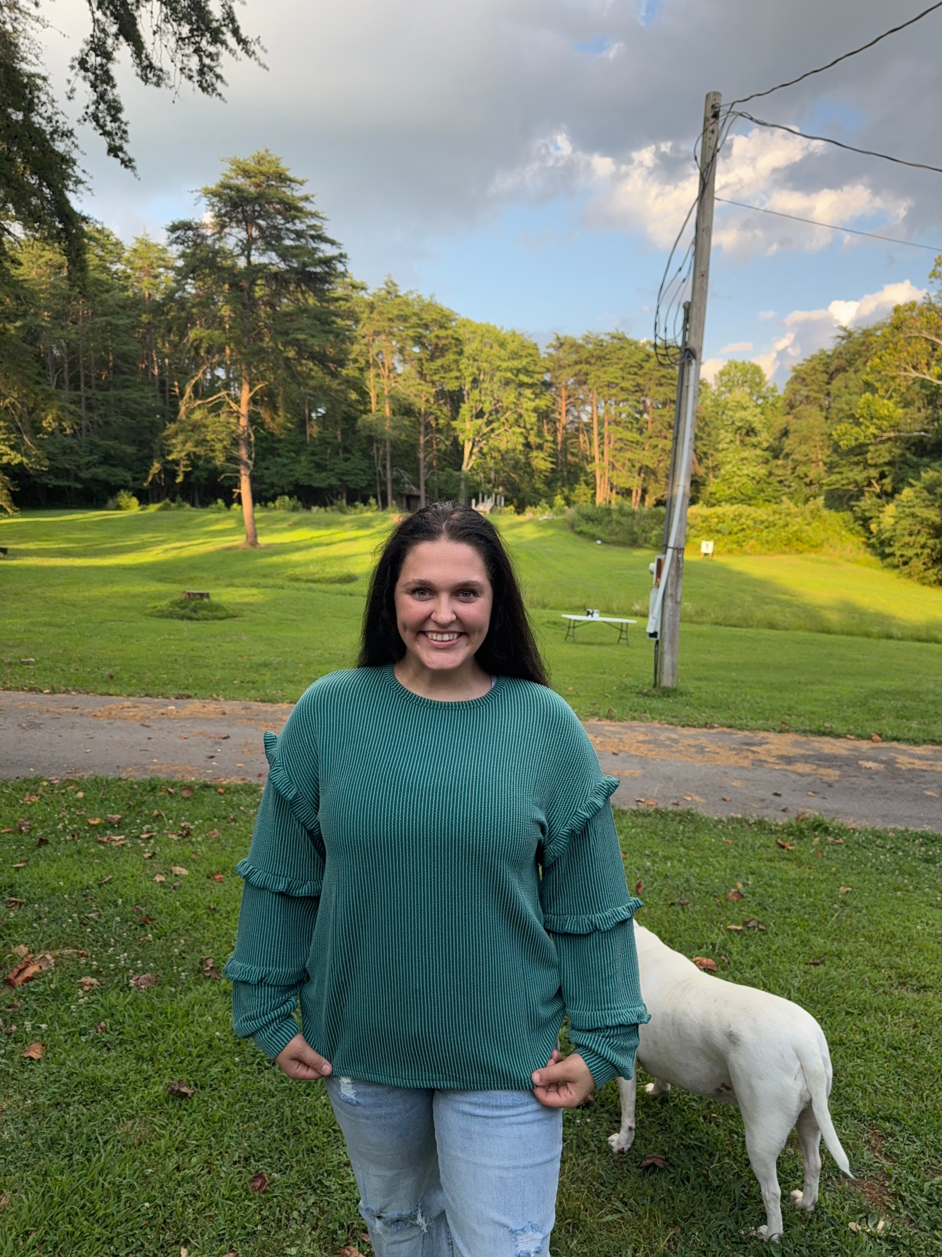 Green Ribbed Long Sleeve