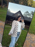 Tan Checkered Cardigan