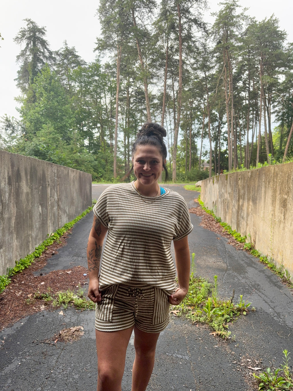Brown Stripe Matching Set