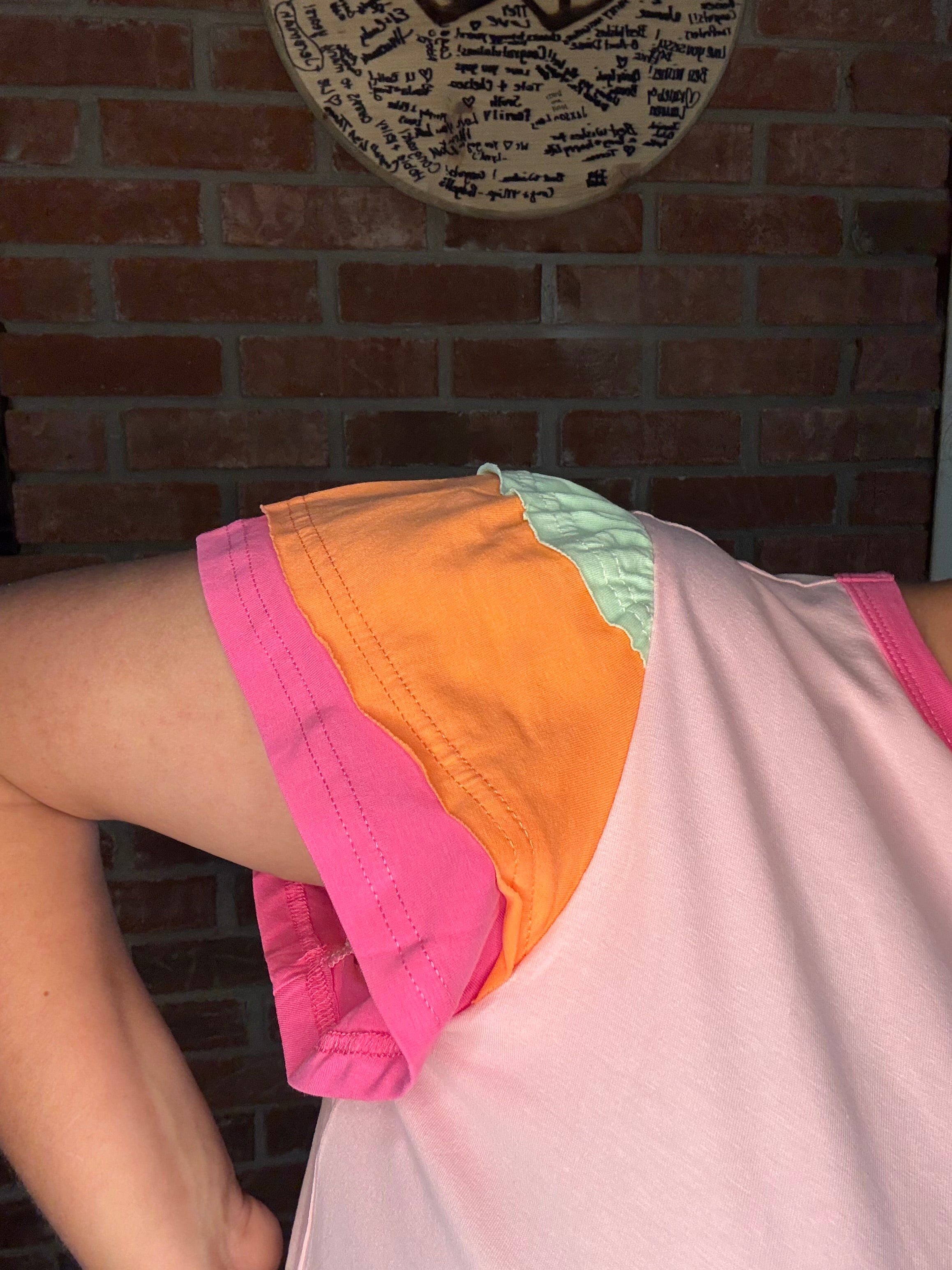 Pink Color Block Blouse
