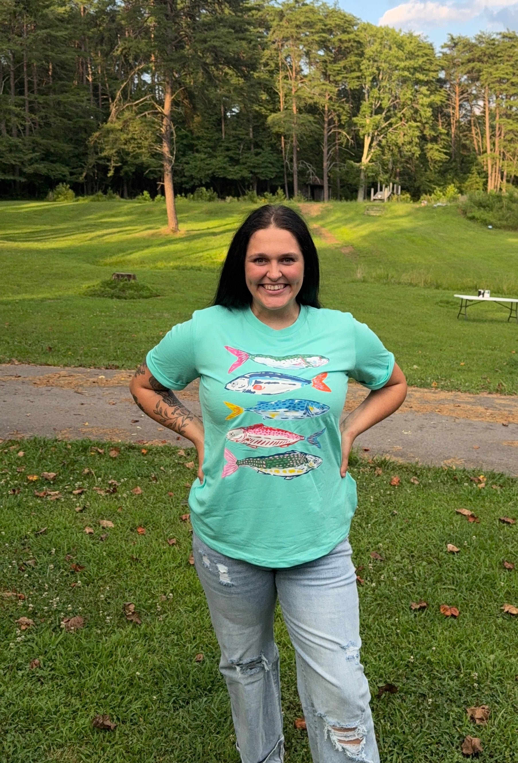 Mint Green Fish Graphic Tee