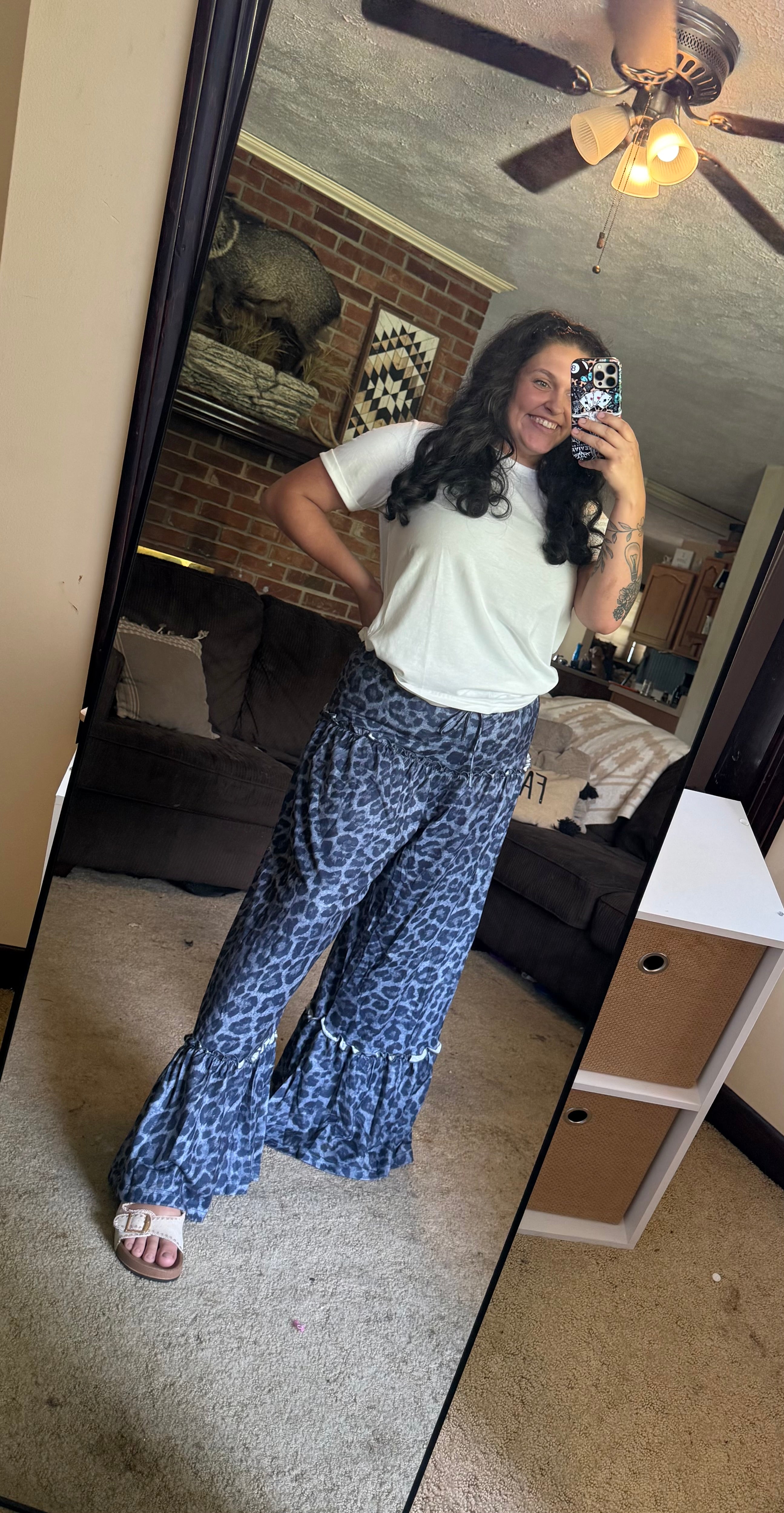 Grey Cheetah Print Flow Pants