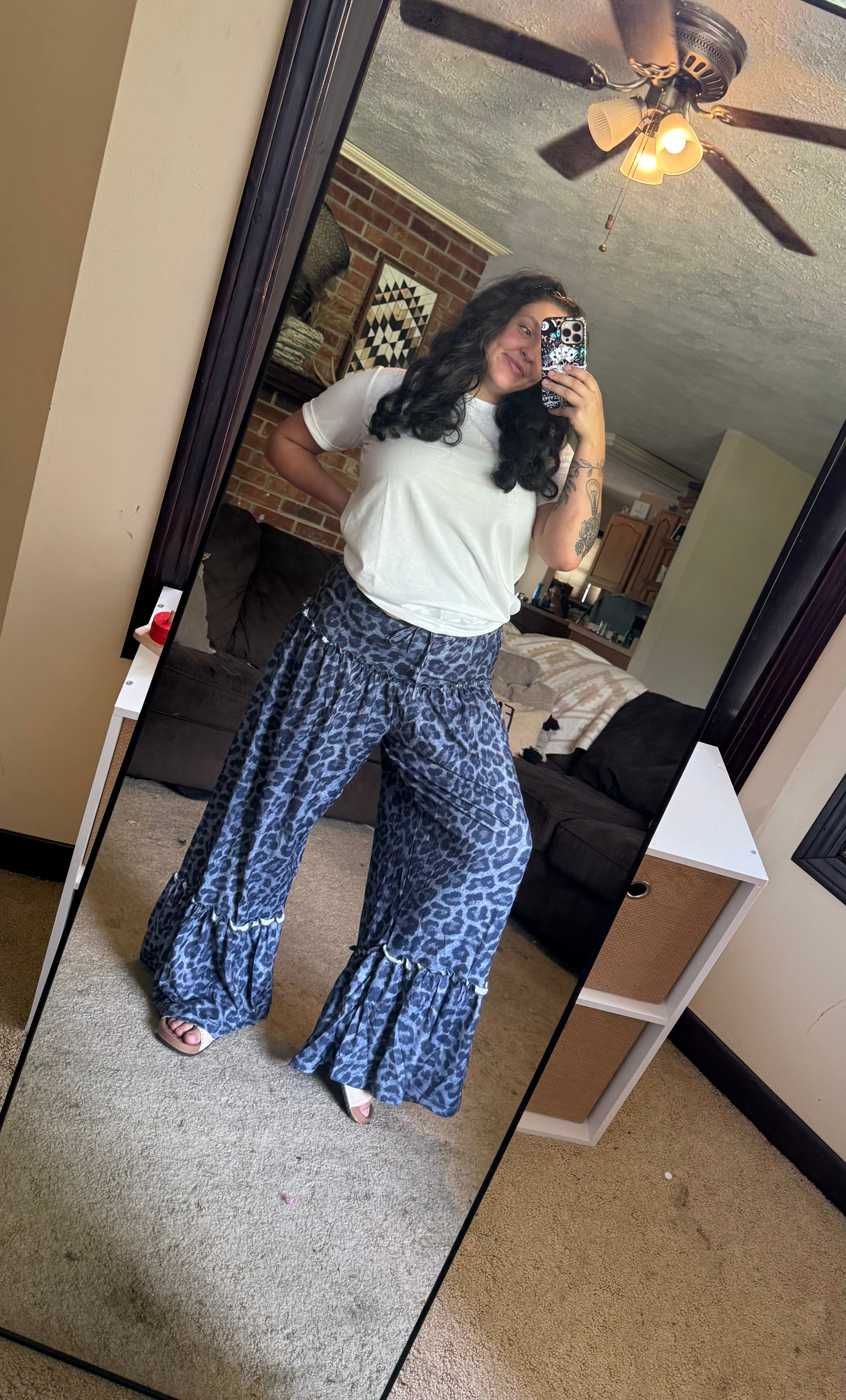 Grey Cheetah Print Flow Pants