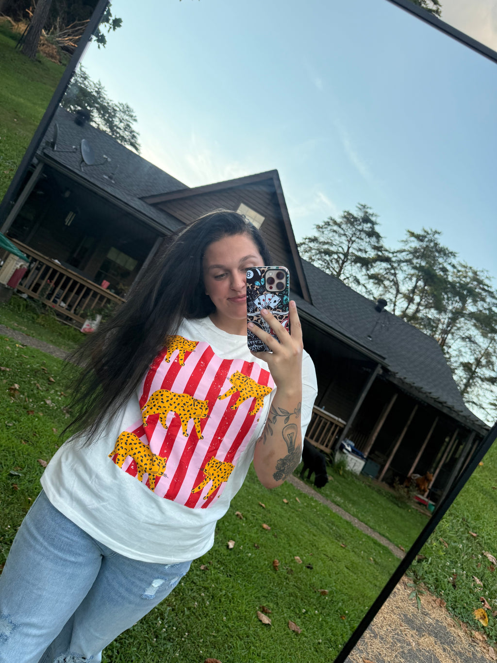 Cheetah Stripe Print Graphic Tee