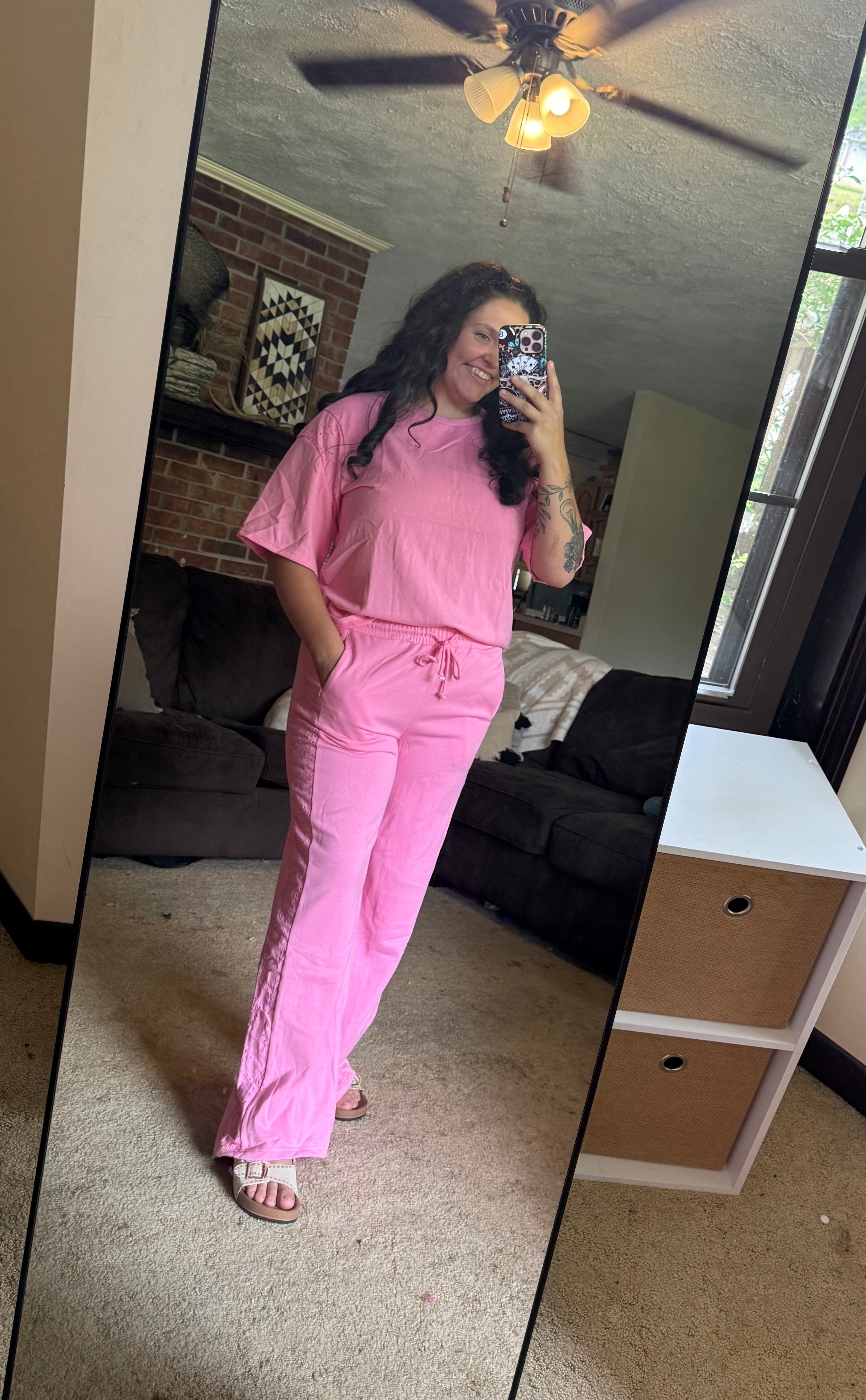 Pink Lace Matching Set