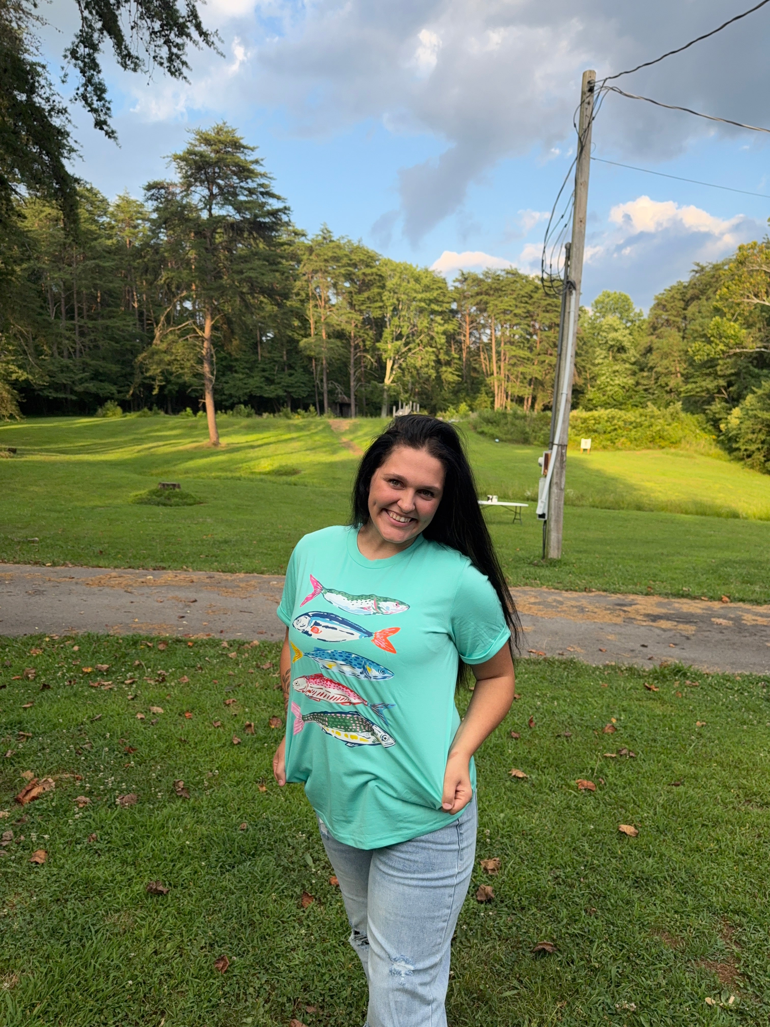 Mint Green Fish Graphic Tee