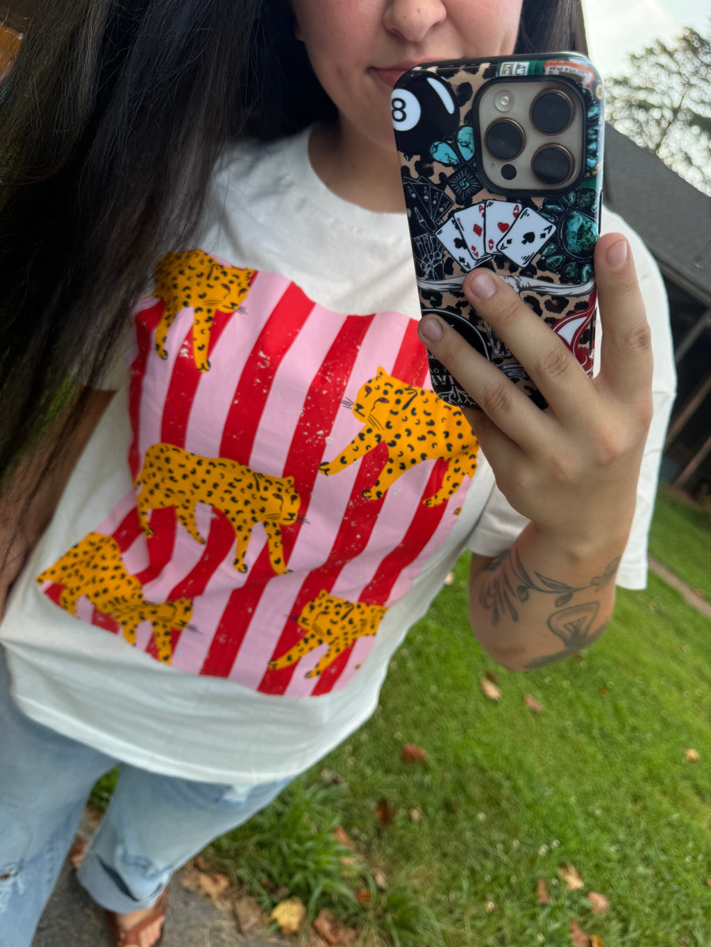 Cheetah Stripe Print Graphic Tee