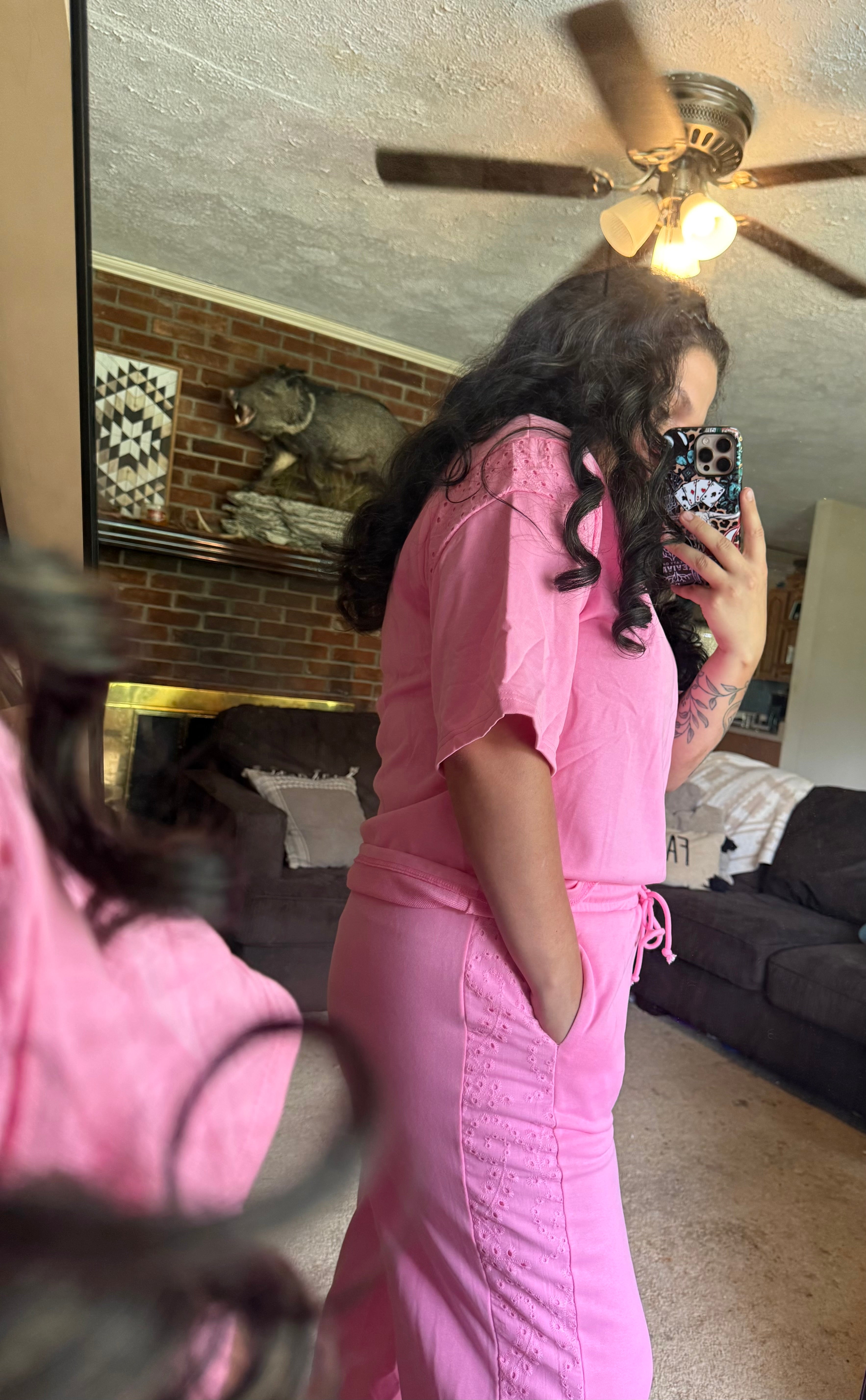 Pink Lace Matching Set