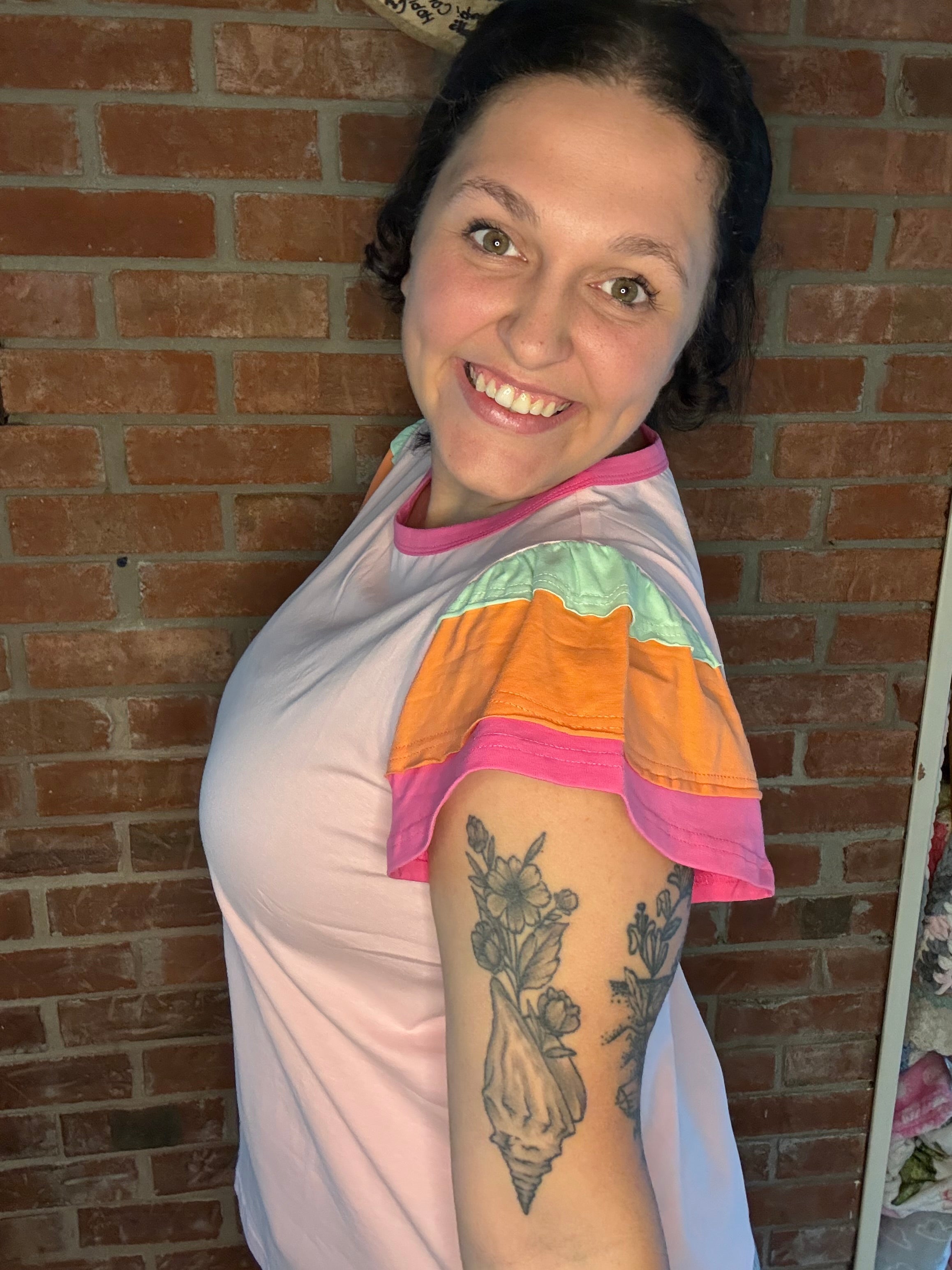 Pink Color Block Blouse